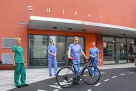 At UHL ahead of the cycle were Eileen Greaney O'Neill, Staff Nurse, ICU; Dr Catherine Motherway, ICU consultant; Anne Calitz, CNM2, ICU and Vera Leahy, CNM2, ICU