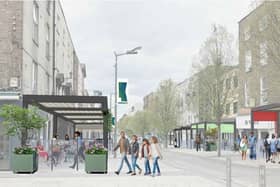A impression as to how a pergola will look at Thomas Street