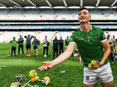 At one with fans: Kyle Hayes throws sliotars into the crowd | PICTURE: Sportsfile