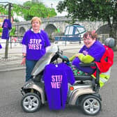 Kathleen O’Connor (right) was busy with Paula Casey fundraising for the Step West exoskeleton raffle Picture: Gerry Faughnan