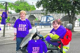Kathleen O’Connor (right) was busy with Paula Casey fundraising for the Step West exoskeleton raffle Picture: Gerry Faughnan