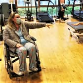 Jackie Fitzgerald (left) and her mother, Mary Fitzgerald, in the gymnasium at UHL in April 2021