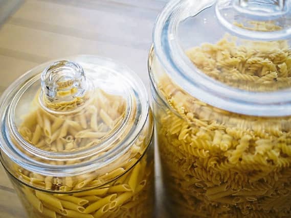 Use pretty see-through storage containers for pasta shapes