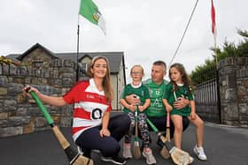 Daddy’s girls: There is no doubting who Derek and Tréasa Ryan’s daughters Isabelle and Grace Ryan are supporting!  PICTURES: Brendan Gleeson