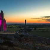 The Rock of Cashel bathed in pink for 'play in pink' day