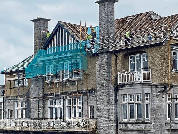 Work taking place on the roof of the Shannon Rowing Club