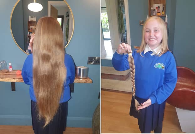 Aoibhe had her hair cut for the Little Princess Trust.