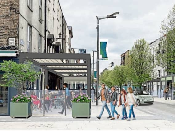 A impression as to how a pergola will look at Thomas Street