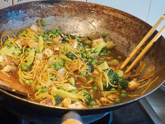 When choosing a wok, look for a large one, it’s easier to cook a small amount in a large wok than a large amount in a small one