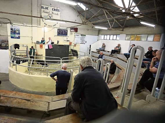 Monday will see scenes similar to this one in Kilmallock Mart last July when social distancing was strictly observed at ringsides | Picture: James Treacy