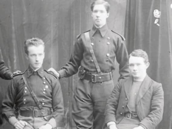 Famous picture of Con Colbert (far right) with other members of the Fianna Éireann Council Picture: National Library of Ireland