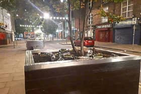 Leftover cans and cups in Cathrine Street last week