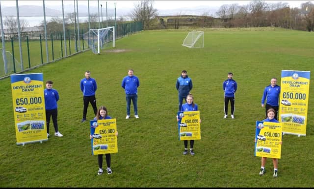 EXCITING TIMES: Buncrana Hearts players at the launch of their big development draw.