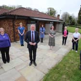 Conor Murphy pictured today with staff at the Foyle Hospice.