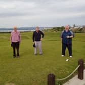 BACK IN ACTION: Buncrana Golf Club members John P McConnell, Barney McLaughlin, Phil Gilsennan and Liam Lynch, who all enjoyed nine holes on Monday.