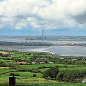 Moneypoint Power Station alongside Tarbert across the Shannon Estuary