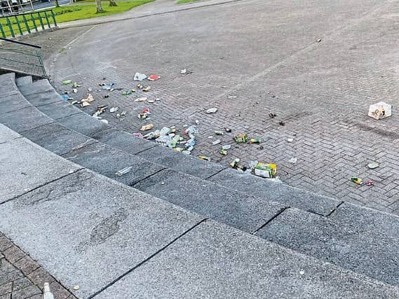 There was a noticeable presence of litter in parks across Limerick, like here in Arthur's Quay, over the weekend | PICTURE: JACK MCGRATH