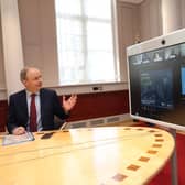 Taoiseach Michael Martin speaking to the local politicans today.