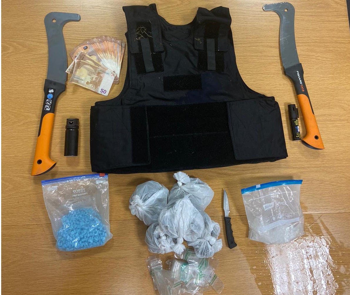 Apparent drug dealing stash included pepper spray and flack jacket ...