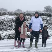 The Brennan family  ellow road, Castlecomer doing their virtual wellie race on a very snowy New years Evee