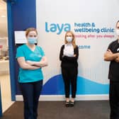Saoirse McMahon, staff nurse; Dr Brendan Gouws and Suzanne Greaney, clinic manager(centre) at the opening of the new €2 million Laya Health & Wellbeing Clinic in Caherdavin | PICTURE: Liam Burke