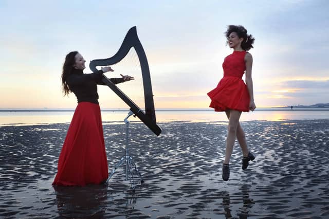 Harpist Seana Davey and Irish dancer Ruth Charles pictured ahead of the first TradFest@Home concerts which will stream over four nights from January 28