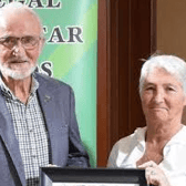 Multiple winner Danny McDaid with Chairperson  of the awards Grace Boyle