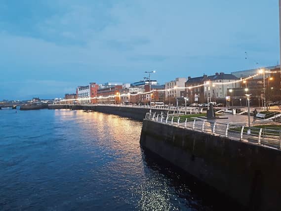 The lights on Limerick's quayside