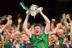 Iconic moment: Declan Hannon lifts the Liam MacCarthy Cup