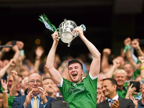 Iconic moment: Declan Hannon lifts the Liam MacCarthy Cup