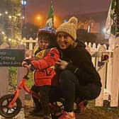 Eleanor Murnane and her son Theo, who turned on the lights on the spectacular ‘Tree for Theo’ in Murroe
