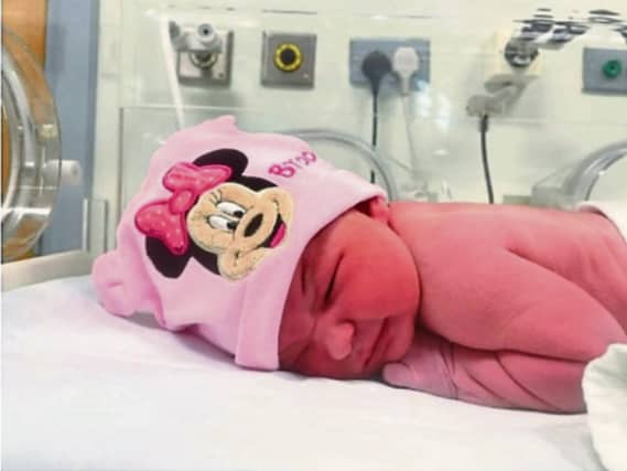 So precious: Baby Brooke Barry, born at 5:01 this morning to proud parents Kate and Declan