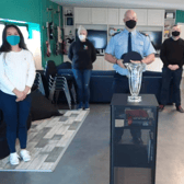 Pictured at their base in JFL House , Portlaoise are Elaine Boyle,Clive Davis and two of the GirlTalk group Annalee Dowling and Saoirse Culleton with Garda Inspector Ollie Baker.