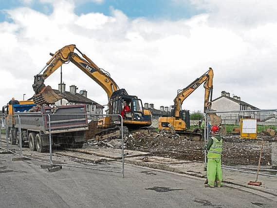 Demolition work taking place in Cliona Park, Moyross as part of the Limerick Regeneration project