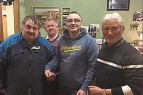 Sean O’Connor, Danny Deady, Mark Noonan and Noel Brosnan. Rockhill AFC & Bruree GAA committees kindly donated the proceeds of all lotto sales from a draw to support Mark