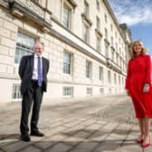 Faustina Graham pictured with the Education Minister Peter Weir at Stormont.