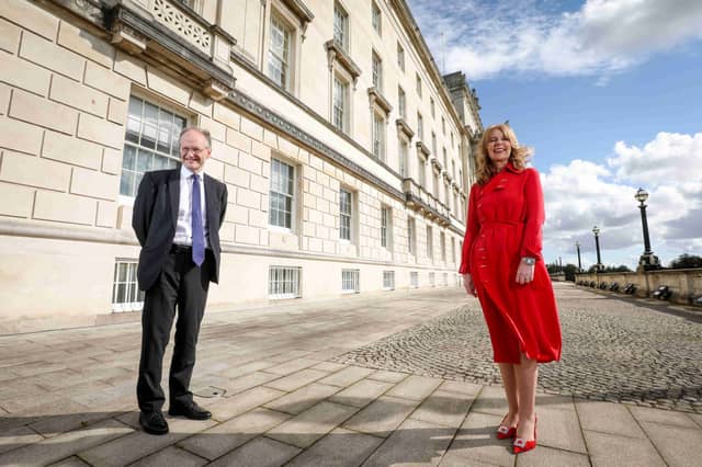 Faustina Graham pictured with the Education Minister Peter Weir at Stormont.