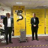 Limerick TD Kieran O'Donnell pictured at CW, flanked by company chief executive John O'Donnell and development manager Paul Hackett