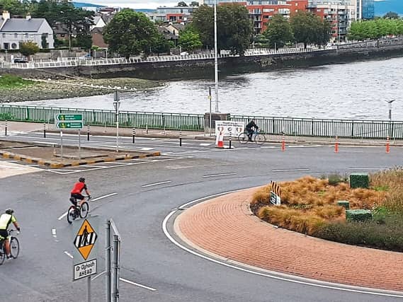 The cycle lane at the Shannon Bridge erected earlier this year