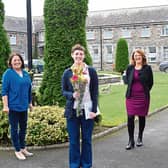 Sinead Dwyer,3rd  year student nurse, is welcomed to Bruree House by Bernie Curtin, Mary Owens & Peig Ryan