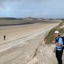 Peggy enjoying some of the  wonderful 'Camino' sites of Donegal