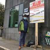 Offaly environmental campaigner Tom Roche at Offaly County Council headquarters in Tullamore this morning