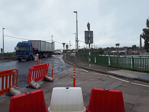 The terminus of the Shannon Bridge cycle lane