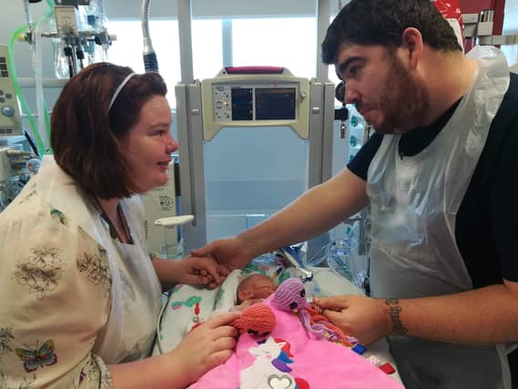 Dundalk woman Treasa Rushe-Carroll, her husband Stephen with their baby Catherine who sadly died at nine weeks old in 2018
