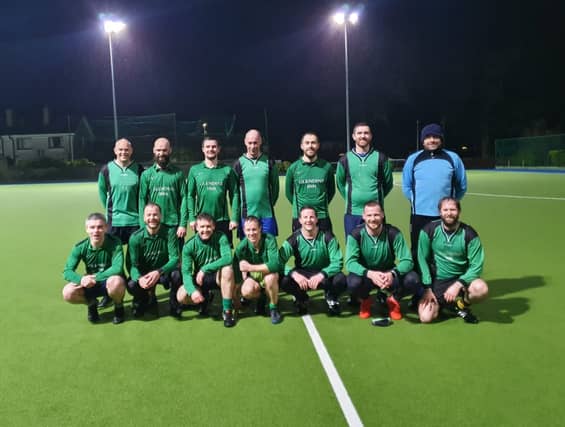 The Glendine FC team on the night they clinched the Division One title in the Floodlit League