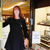 Among the many shops which re-opened this week were jeweller Matthew Stephens. Elaine Lyons stood ready to welcome customers back