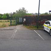 The gate has been closed and a large concrete structure placed in front of it
