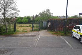 The gate has been closed and a large concrete structure placed in front of it