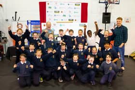 Scoil Phadraig Naofa, Athy pictured with their teacher and David Gaugin, Burnside Engineering (sponsor). The school was awarded 1st prize in the Team Alliance Challenge.