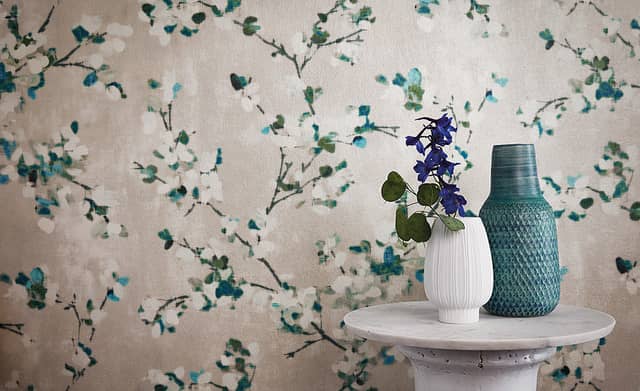 Floris wallcovering in peacock from Aspire Designn